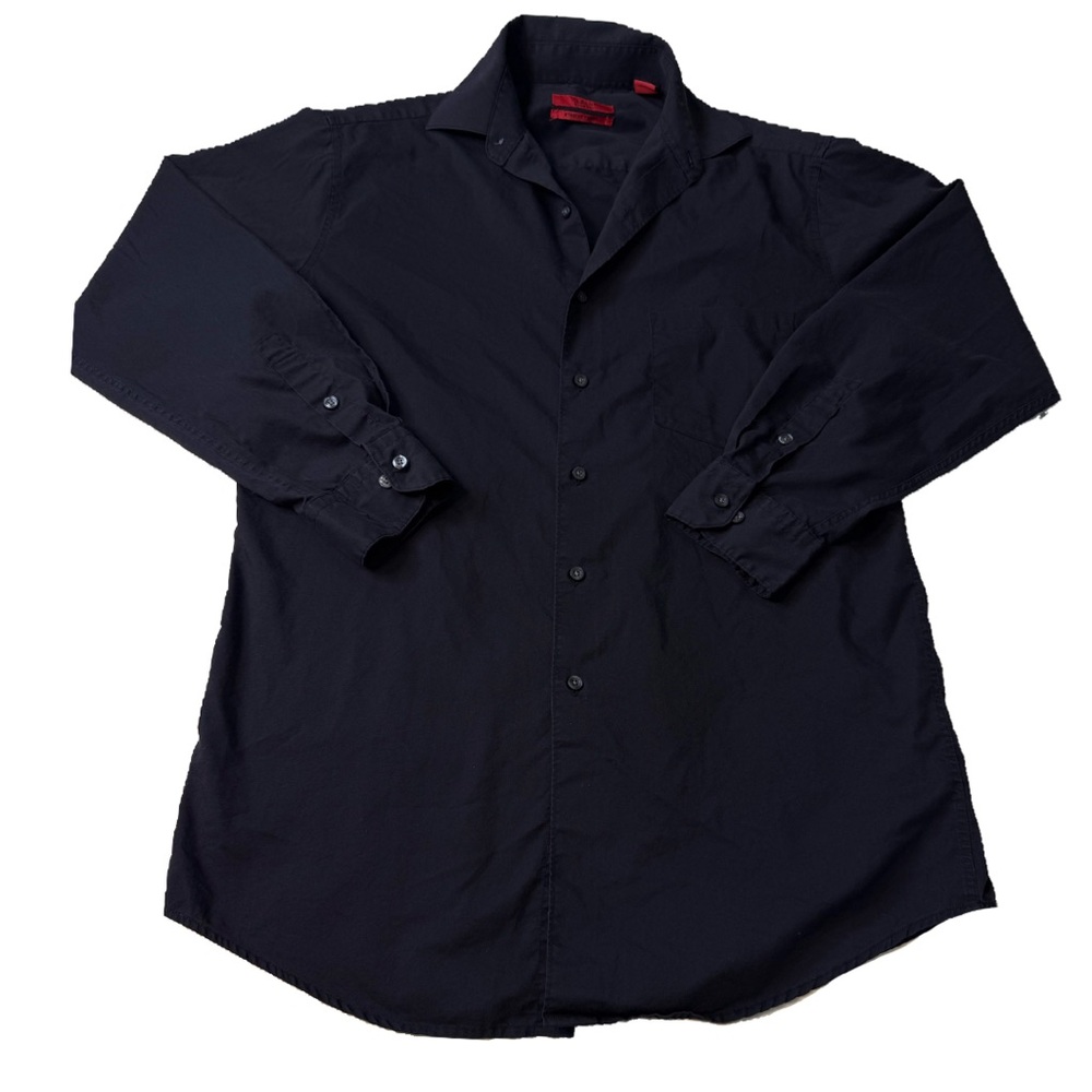 Alfani Fitted Black Button Down Dress Shirt Men’s M 15.5 32/33 Stretch Easy Care
